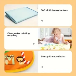 Reusable Magic Doodle Mat and Water Drawing Canvas for Kids - Mess-Free Painting Fun, Portable Art Playset for Ages 3-6 and 6-8 Years Old, Educational Toy with Alphabet and Numbers Design