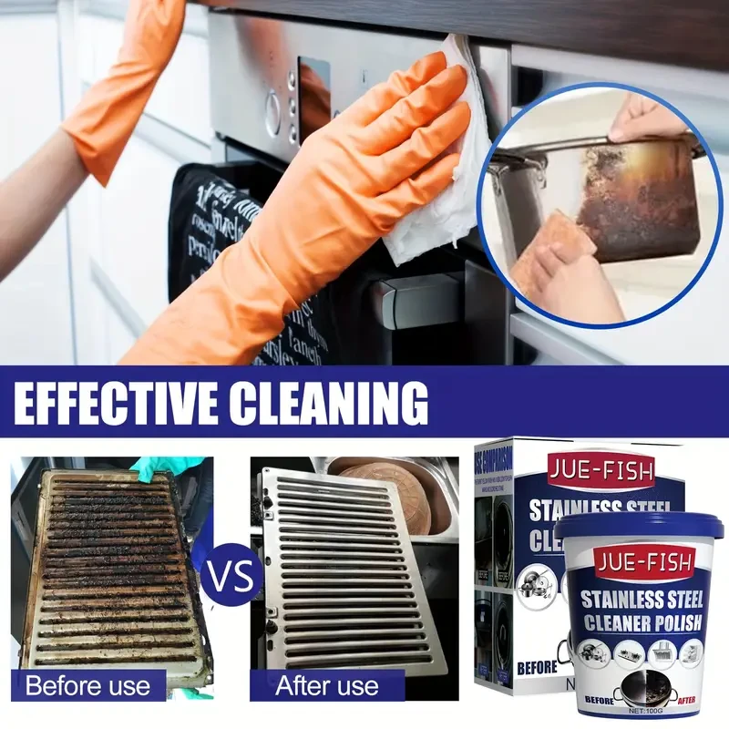 100g Stainless Steel Cleaning Paste - Stain Remover & Degreaser