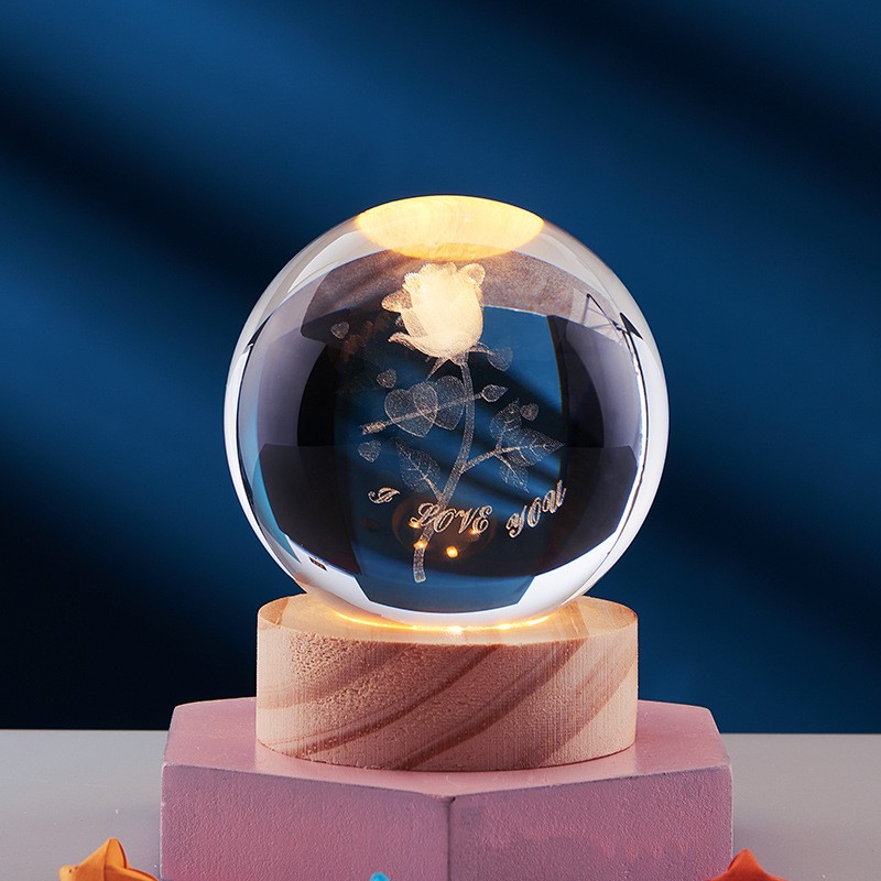 3D Crystal Solar System Globe Night Light