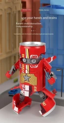 1pc Transforming Robot Toy - Blue & Red, Dual Play Modes, Creative Soda Can Design, Desk Decor, Interactive Family Fun