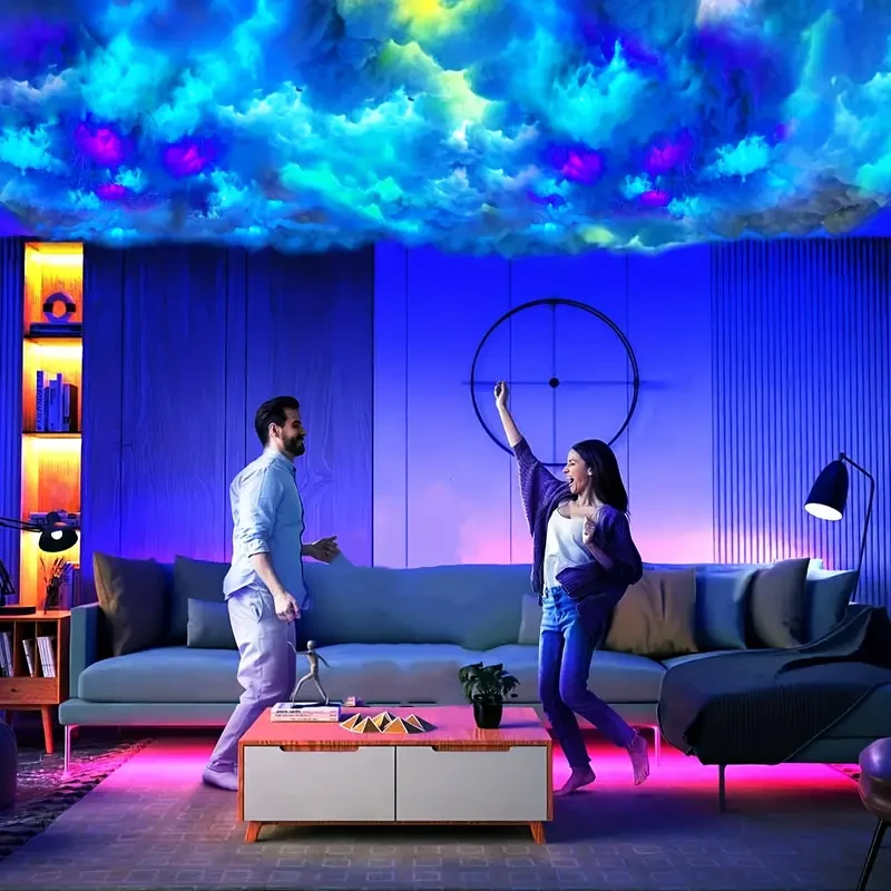 3D Thunder Cloud LED Light - 4.88m Colorful Atmosphere Night Light