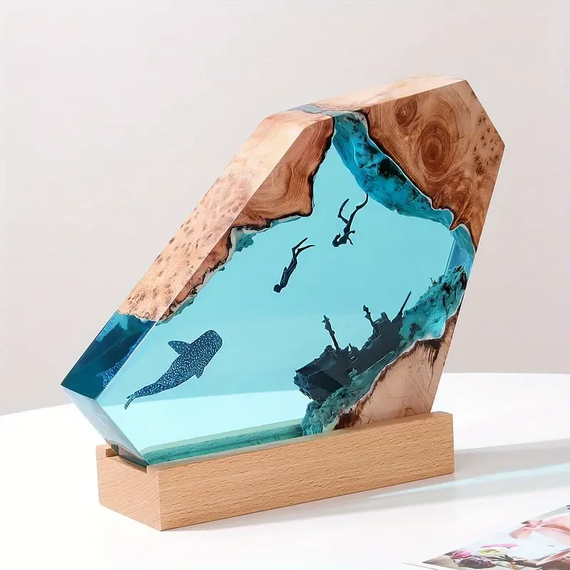 Corsair Resin Lamp, Solid Wood Variable Light Night Light