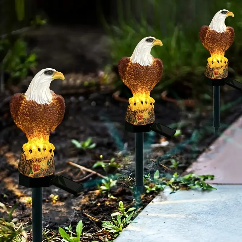 Solar-Powered Resin Eagle Garden Light - Outdoor Decorative LED Stake Lamp