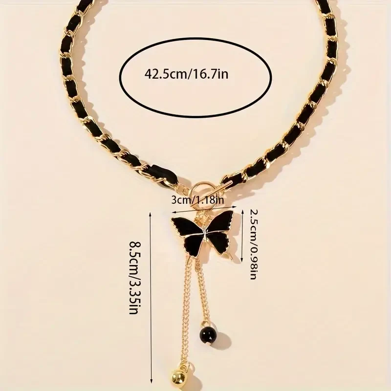 Black Chain Pendant Necklace For Women