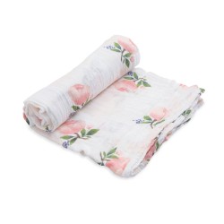 Single Cotton Muslin Swaddle | Floral Roses