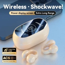 Wireless Headphones, Hanging Ear Sports Headphones, High Sound Quality, Fingerprint Touch Large Screen LED Display Charging Box, Targeted Sound Transmission, Perfectly Lightweight and Portable, Sports, Fast Pairing Black, White, Skin Color