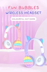 Anime Inspired On-Ear Wireless Headphones with Bubble Design, High-Clarity Call, Heavy Bass, Volume Control, Non-Waterproof Plastic Build, Wireless Connectivity with Push-Button, Compatible with Tablets for Gaming, Adult Age Range, Closed-Back Earcups, Co