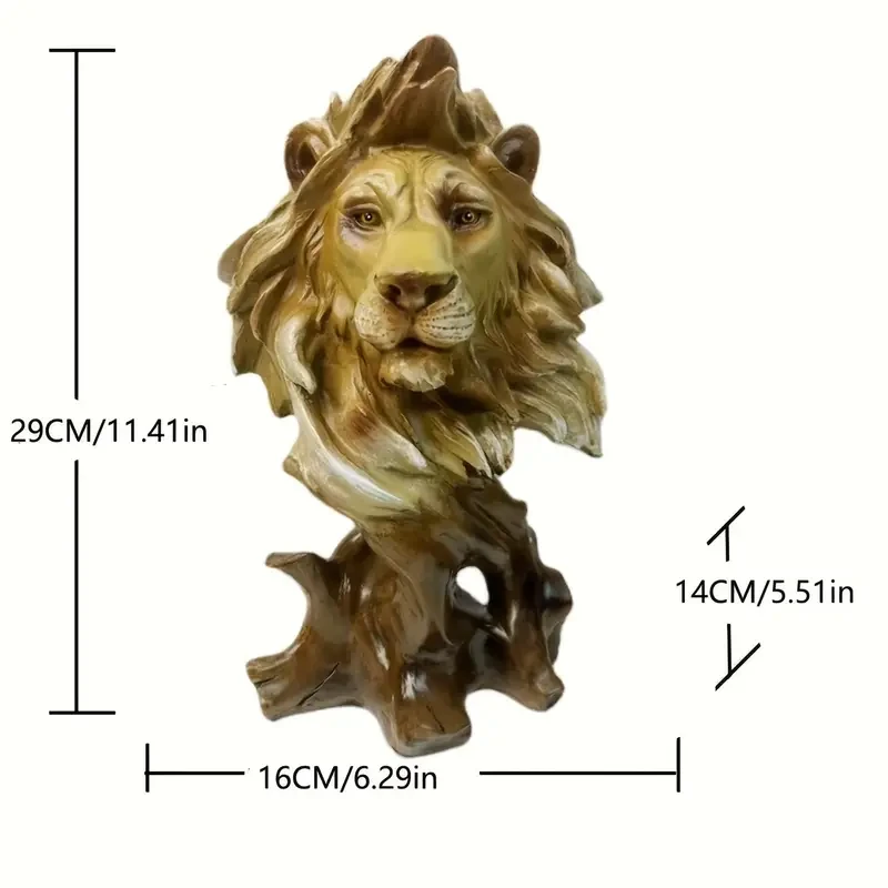 1pc Majestic Resin Lion Head Statue - Artwork for Luxury Living Rooms