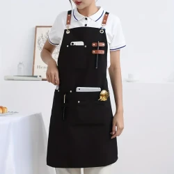 1pc Canvas Waterproof Apron, High-end Design,