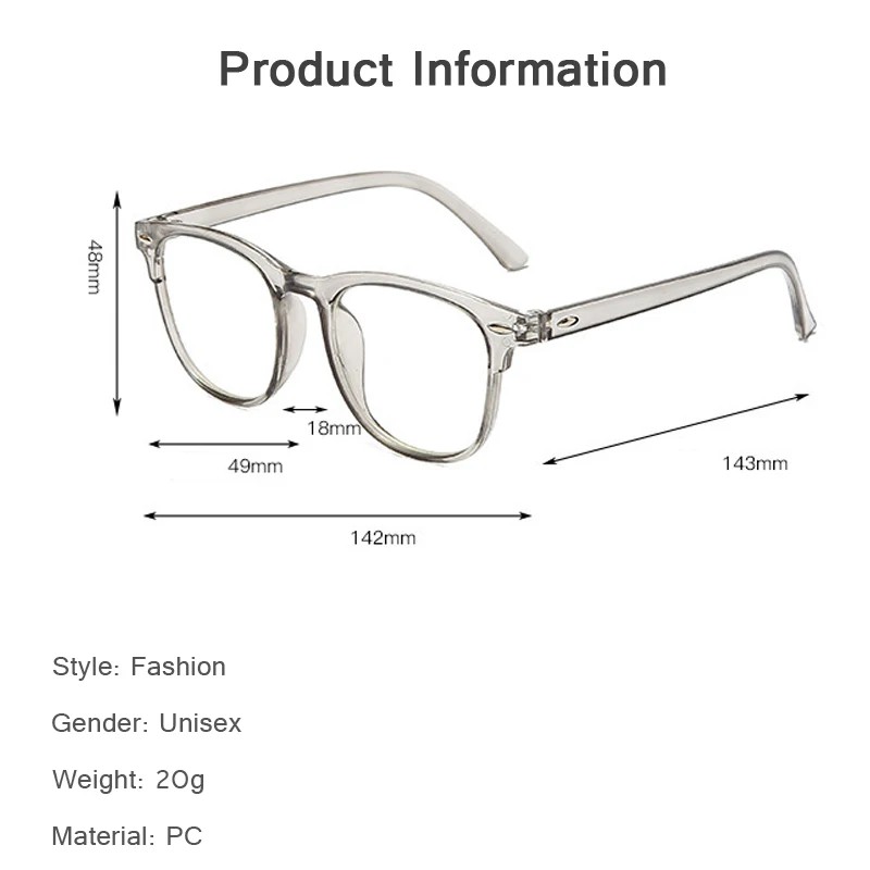 Anti Blue Light Myopia Glasses Ultralight Transparent Nearsight Glasses