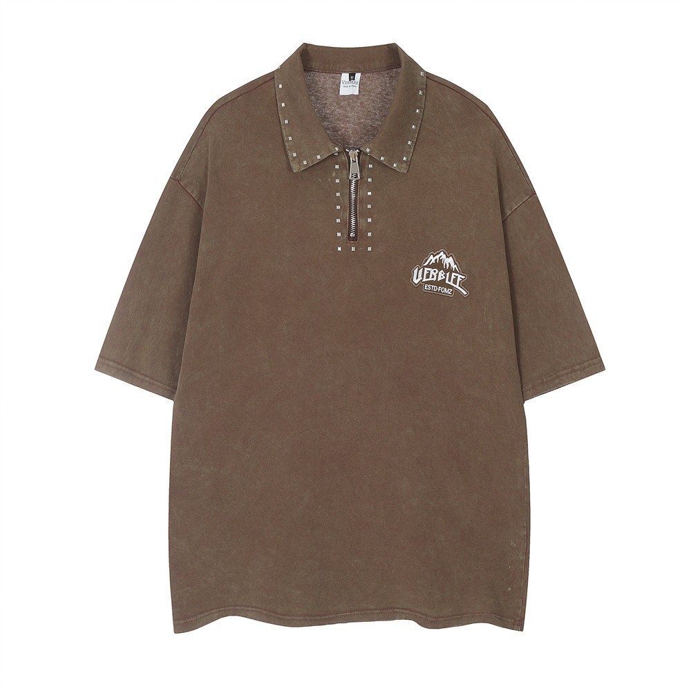 Washed And Worn Polo Shirt Men's Summer