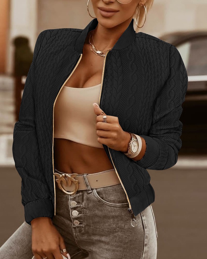 Women's Jacket Imitation Hemp Pattern Texture