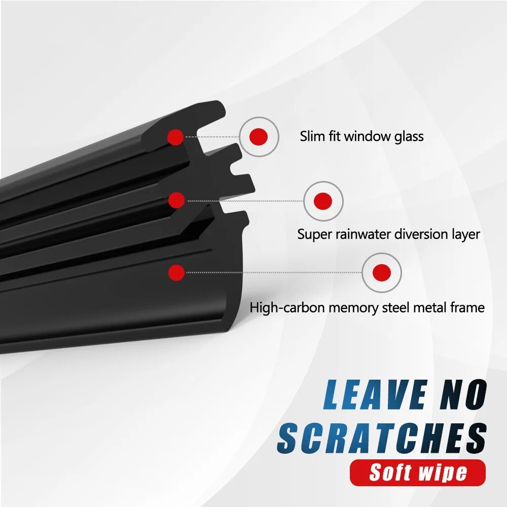 Car Wiper Blade Refill Strips Frameless Windshield Rubber Wiper for 14" to 28"