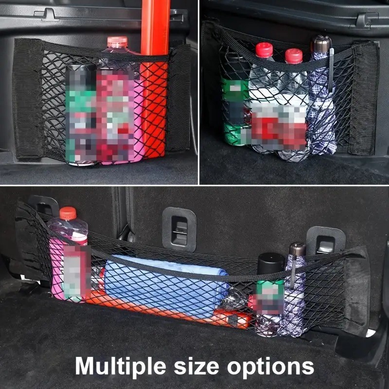 Universal Double Mesh Car Storage Bag Trunk Storage Net & Fire Extinguisher Fixed Holder