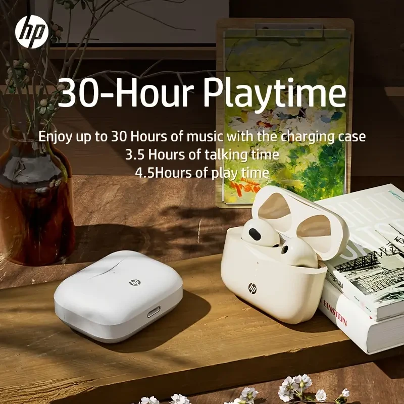 HP H23A True Wireless Earbuds with Touch Volume Control, 13mm HiFi Open-Back Speaker, Tangle-Free Type-C Cable, No Noise Control, Condenser Mic, 300mAh Lithium Polymer Battery, BT 5.3 Compatible with Cellphones