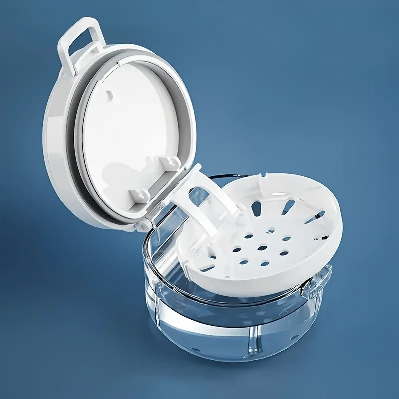 Portable Invisalign & Denture Storage Case Orthodontic Retainer Container Box with Ventilation Holes for Travel & Home Use