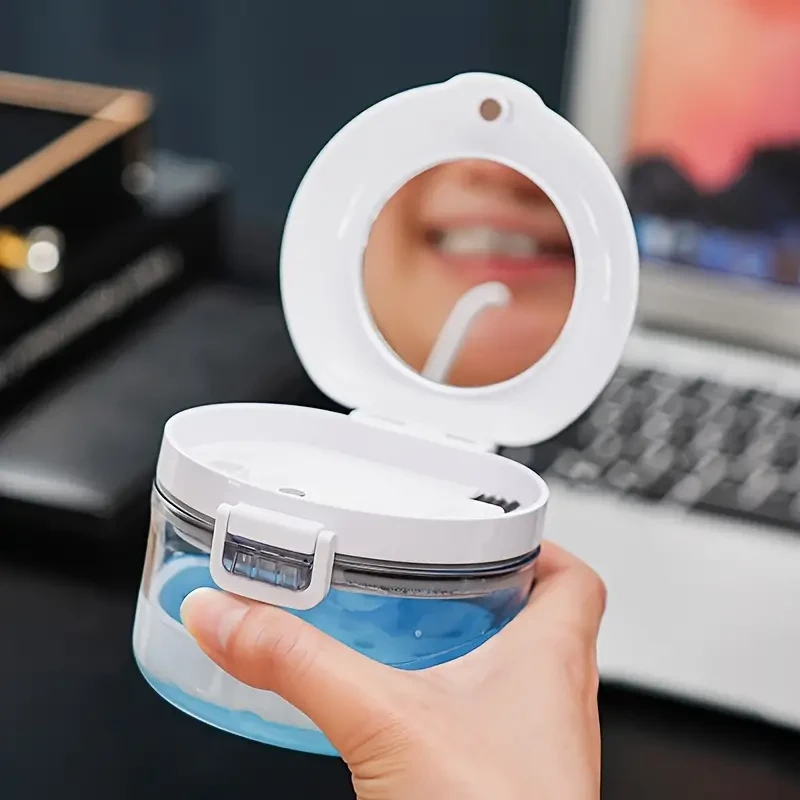 Portable Invisalign & Denture Storage Case Orthodontic Retainer Container Box with Ventilation Holes for Travel & Home Use