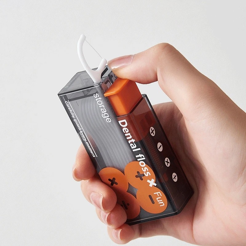 Portable Floss Dispenser Automatic Ejectable Floss Organizer with 10 Disposable Floss Sticks