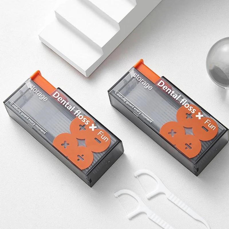 Portable Floss Dispenser Automatic Ejectable Floss Organizer with 10 Disposable Floss Sticks