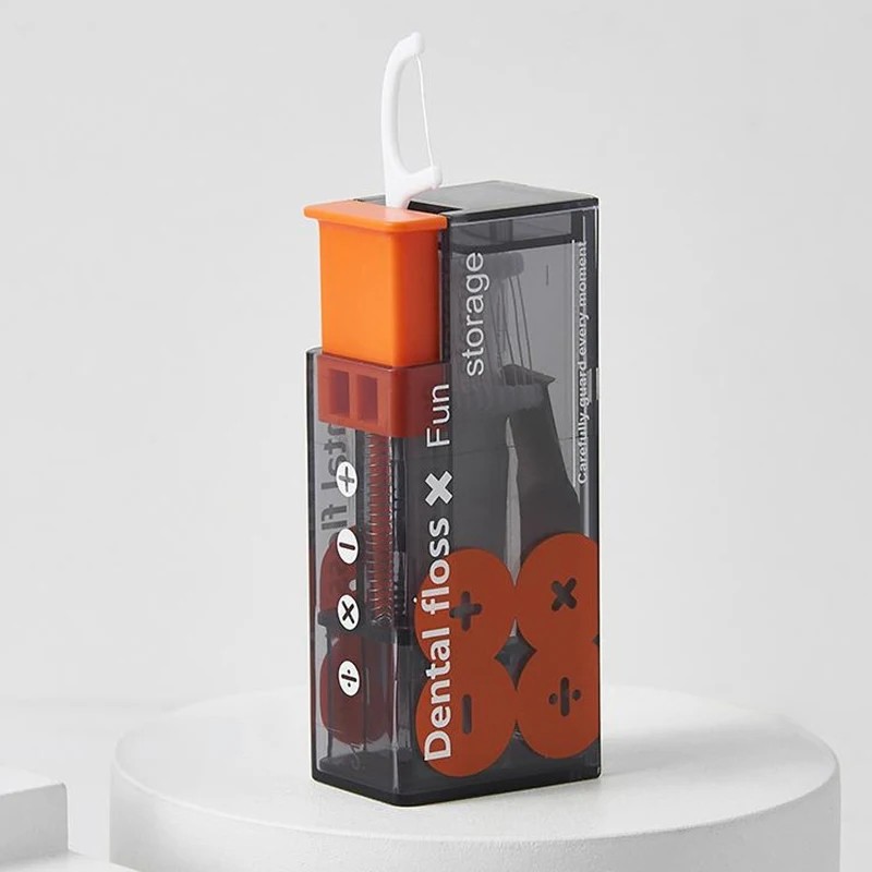 Portable Floss Dispenser Automatic Ejectable Floss Organizer with 10 Disposable Floss Sticks
