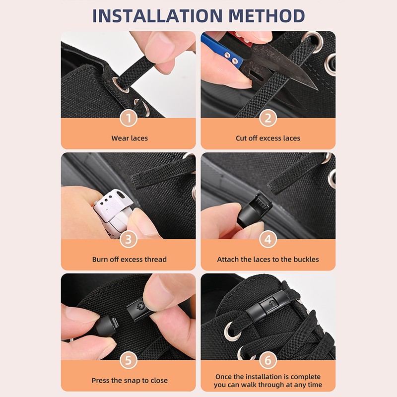 8mm No-Tie Elastic Shoe Laces with Press Lock Widened Flat Shoelaces