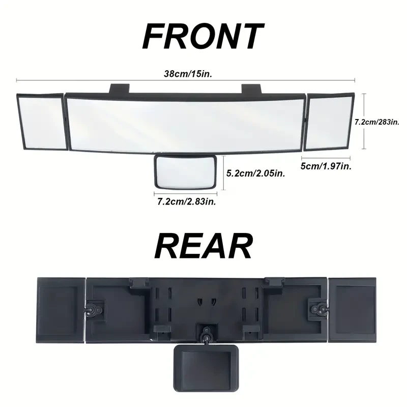 Foldable Car Mirror Multifunctional Mirror Widen The Field Of View Swivelling Adjustable Quadruple Folding Mirror