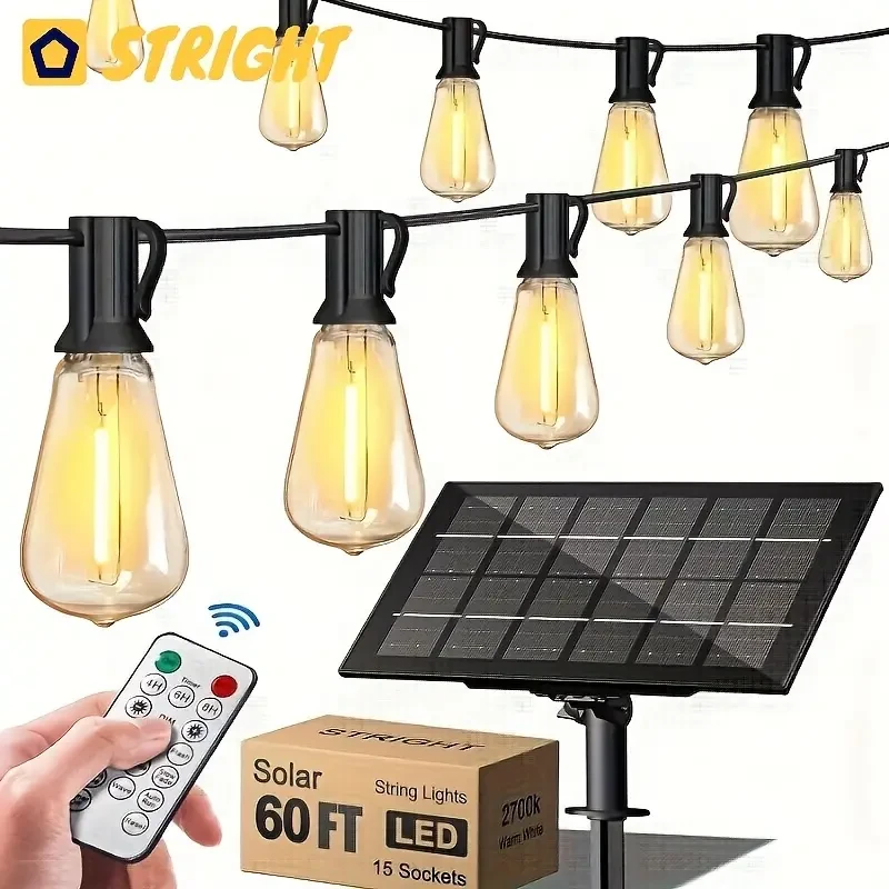Solar LED Edison Bulb String Lights