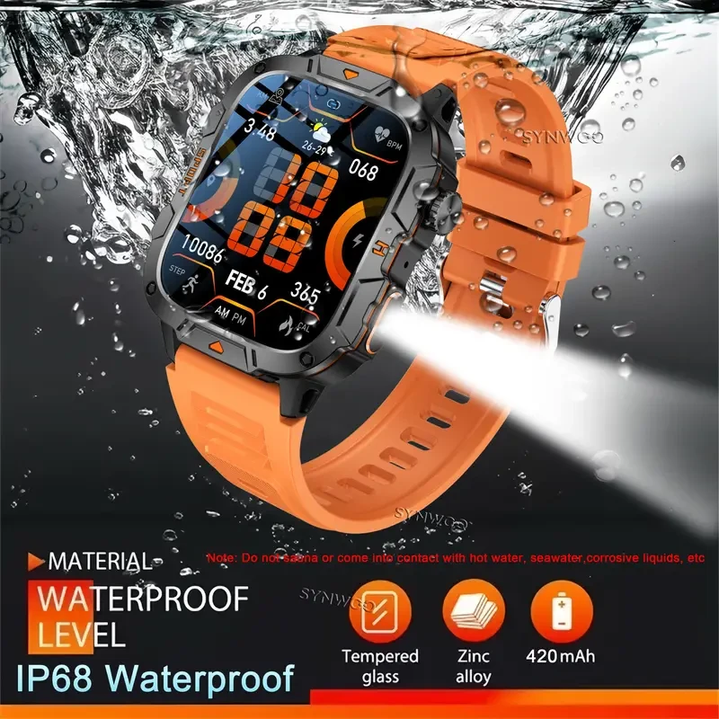 SYNWOO Alloy Smart Watch: 4.98cm Screen, IP68 Waterproof, Wireless Calls, Outdoor Fitness Tracker, LED Flashlight, SOS, Multiple Sports Modes, Realtek8763ewe Chip, 420mAh Battery, Wireless 5.2, Magnetic Charging, TFT Display, Expandable Clasp, Pressure Tr