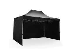 Gazebo 3M X 4.5M Black with 3 side walls