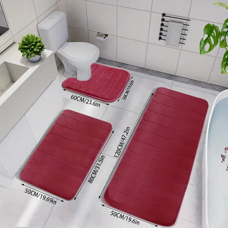 3pcs Luxurious Memory Foam Bath Mats