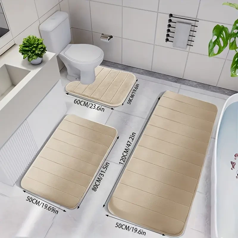 3pcs Luxurious Memory Foam Bath Mats