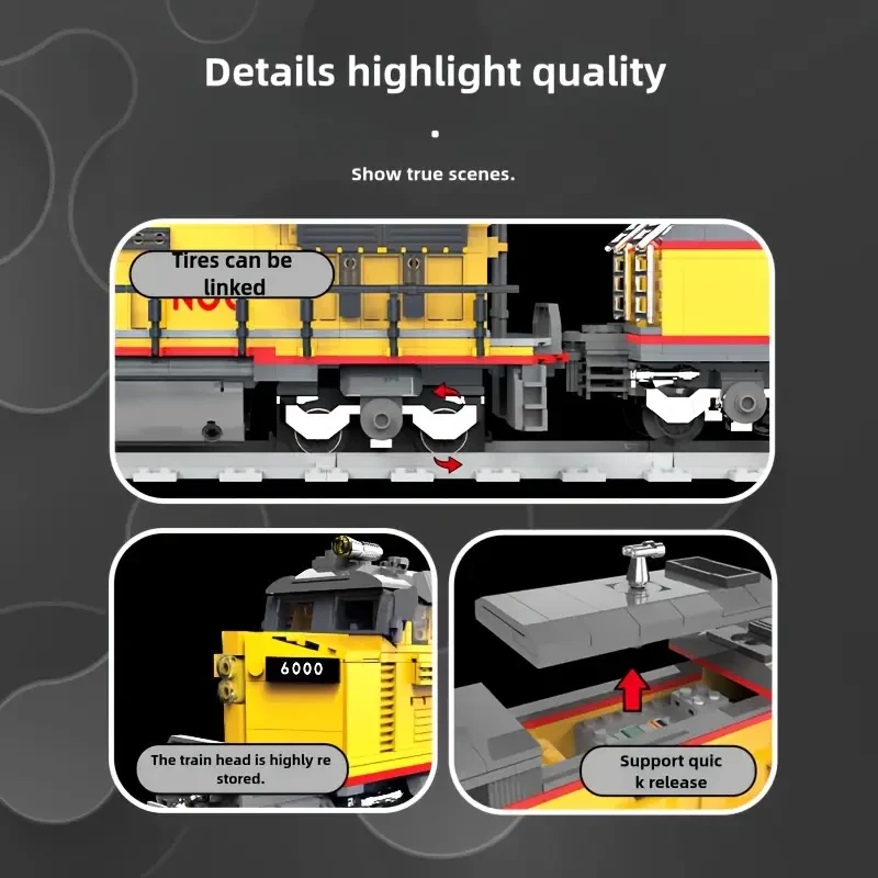 1162pcs Retro Train Building Blocks Set - Movable Model with Durable ABS Construction