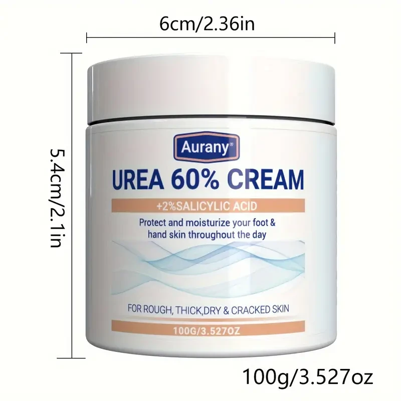 Aurany Urea 60% Cream with 2% Salicylic Acid - Intensive Moisturizing Foot Cream for Rough, Thick, Dry & Cracked Skin