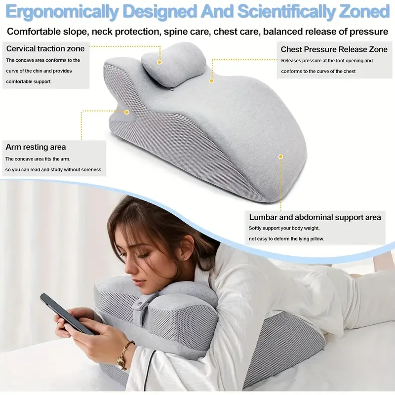 Ergonomic Memory Foam Wedge Pillow with Headrest