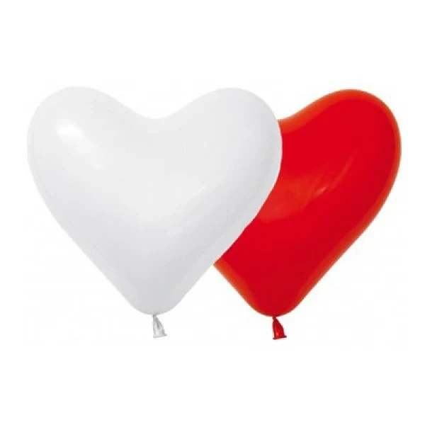 28cm Hearts Fashion White Latex Balloons - Pack of 12