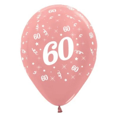 Balloons Age 60 Rose Gold Metallic  - Pack of 6