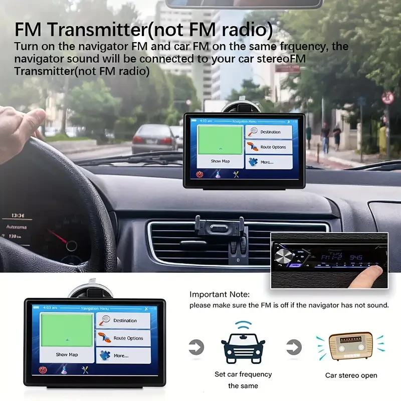 1pc 2024 Touch Screen GPS Navigation Device for Car/Truck, 7" with Spoken Directions, USB Rechargeable (Built-in Lithium Battery 1200mAh), Universal for All Seasons