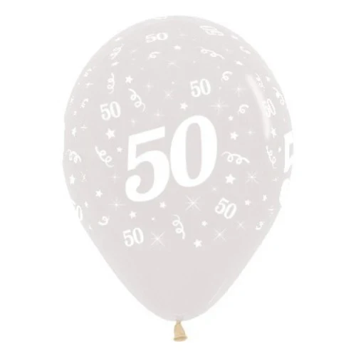 Balloons Age 50 Jewel Crystal Clear  - Pack of 6