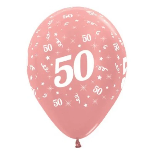 Balloons Age 50 Rose Gold Metallic Pearl  - Pack of 25