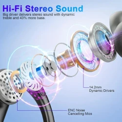 Wireless Earbuds, 90H Wireless 5.3 Earphone, Wireless Running With ENC Noise Cancelling Mic, Earphones 3D Deep Bass Over Ear, Sports Ear Buds Earhooks For IOS/Android
