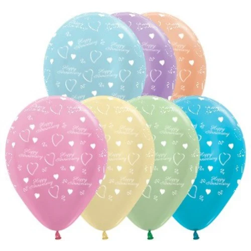30cm Anniversary Satin Pearl Assortment Latex Balloons - Pack of 25