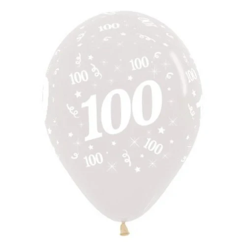 Balloons Age 100 Jewel Crystal Clear  - Pack of 25