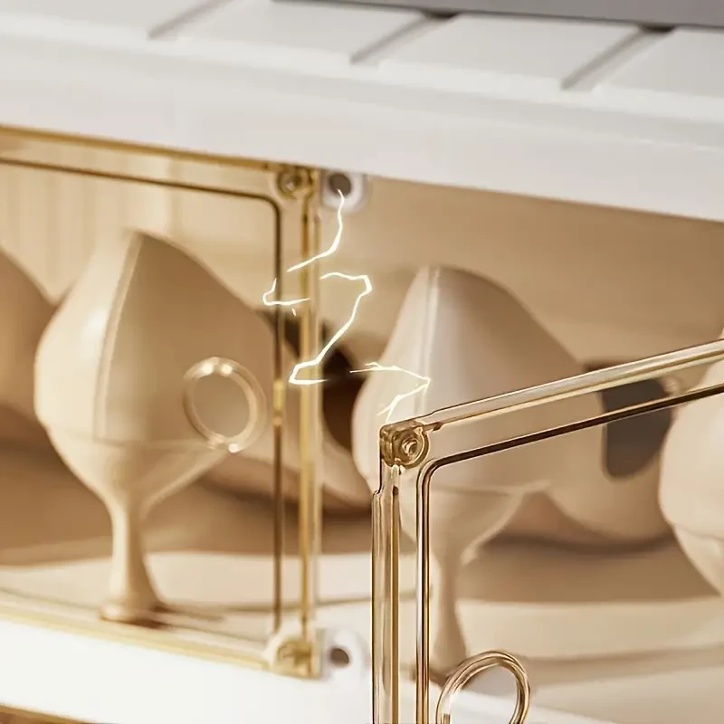 9-Layer Transparent Door Folding Shoe Cabinet - Dustproof, Free Installation Shoe Rack and Organizer for Living Room Storage