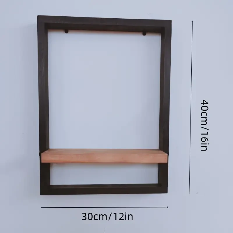 Rustic Wooden Hanging Shelf - Wall Mounted Display Rack for Home Decor