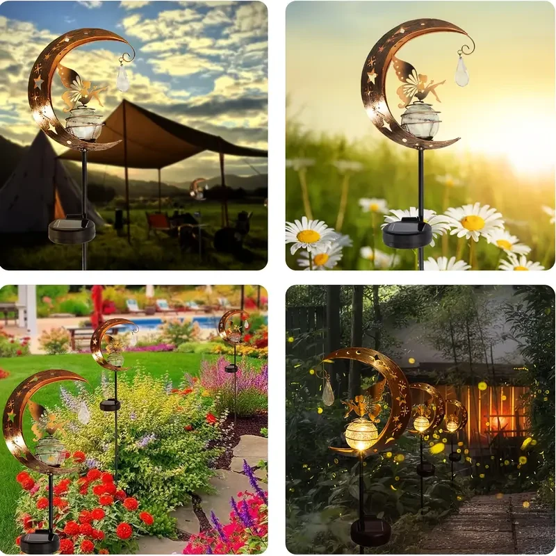 Solar-Powered Iron Moon Fairy Light - Exquisite Yard Decor for Garden Pathways & Gazebos