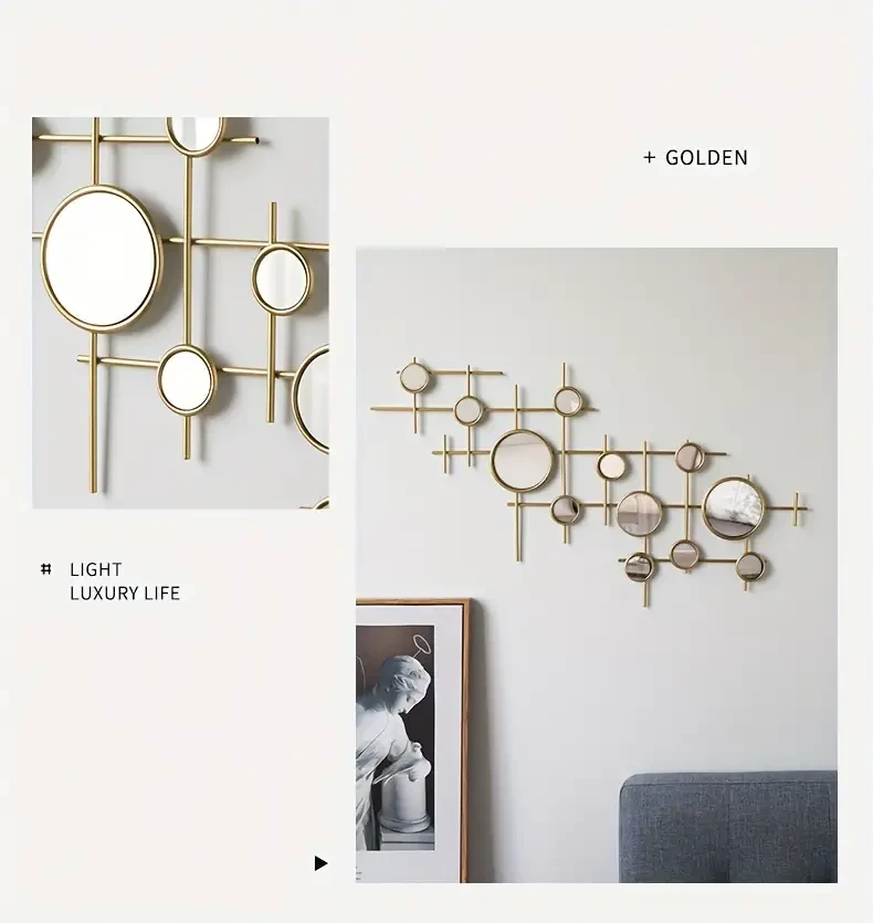 Modern Light Luxury Iron Art Hanging Mirror - Wall Decoration