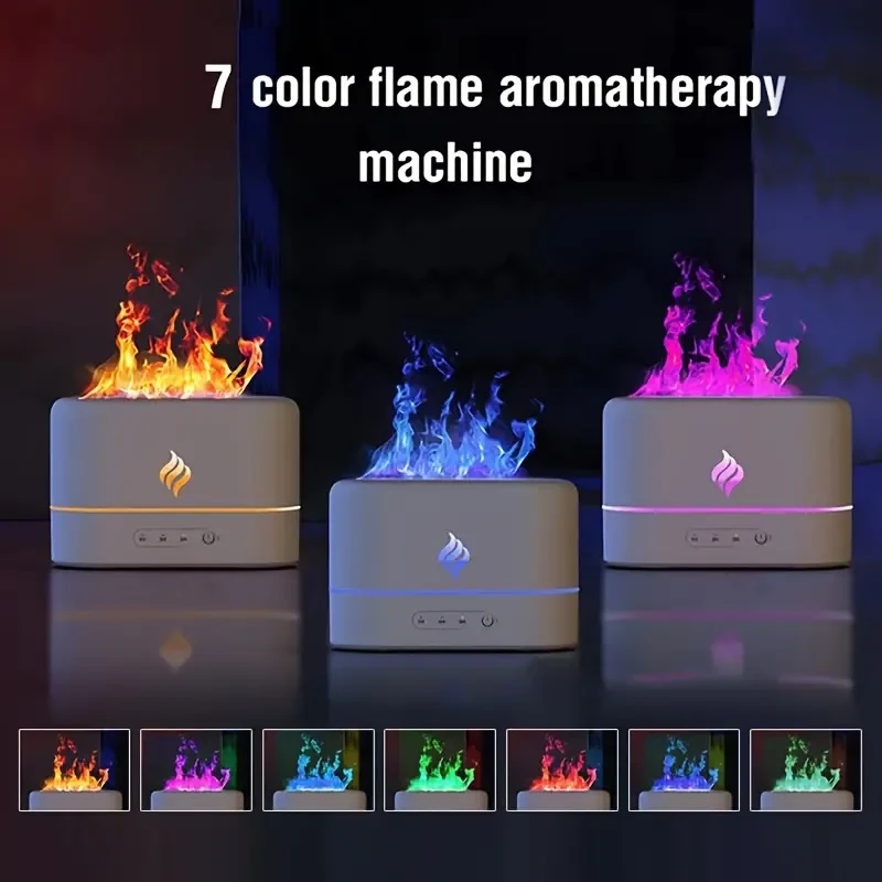 7 Colors Flame Simulation Ultrasonic Humidifier - USB Essential Oil Diffuser