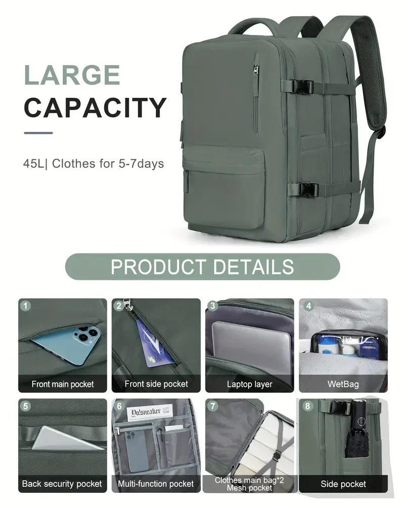 Extra Large Capacity Travel Backpack for 2024  Business Travel Storage Backpack