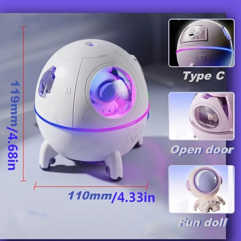 Rechargeable Space Capsule Air Humidifier - USB Cool Mist Diffuser