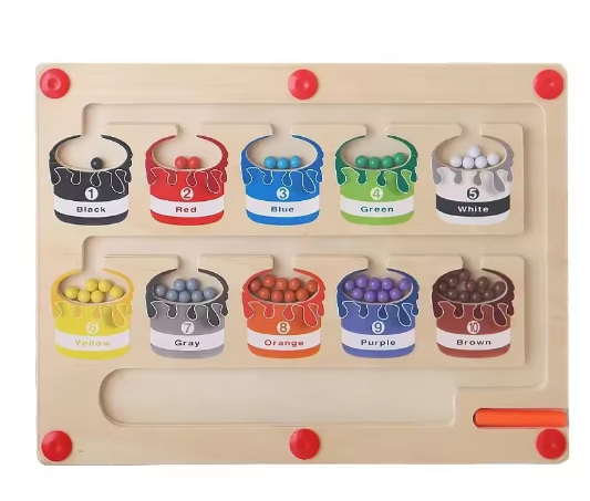 Wooden Magnetic Color and Number Maze Learning Education Toys Color Matching Montessori Toys Wooden Toys for Children Gift